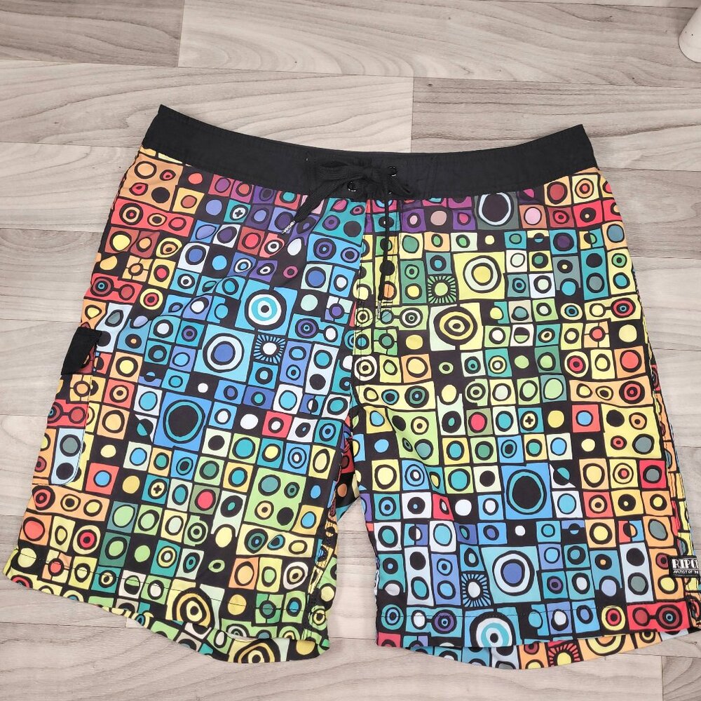 RIP CURL Search Series Mosaic 19" Boardshorts Mens Size 38 Colorful Swim Trunks